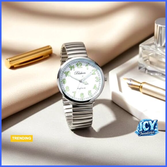 Large Face Stretch Band Analog Watch with Alloy Case and Metal Band main image 7